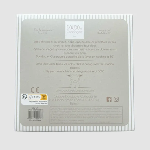 Doudou et Compangnie Fluffy Lamb Baby Booties White & Beige, NIB - Size Newborn - Picture 5 of 6